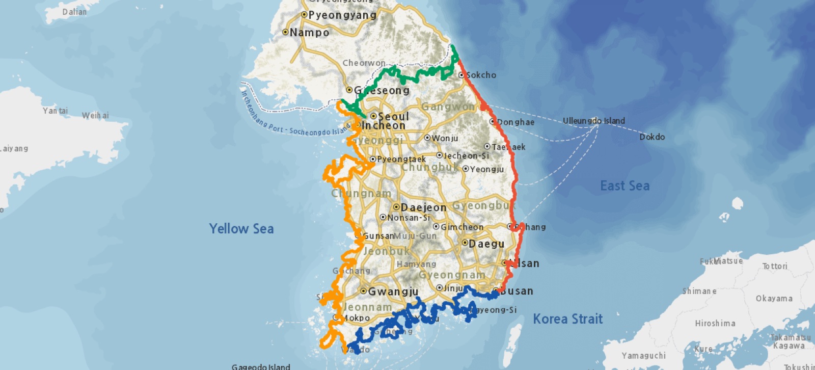 코리아둘레길 전체 지도